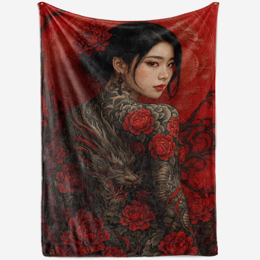 Plaid femme japonaise tatouage dragon