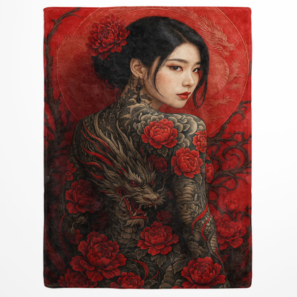 Plaid femme japonaise tatouage dragon