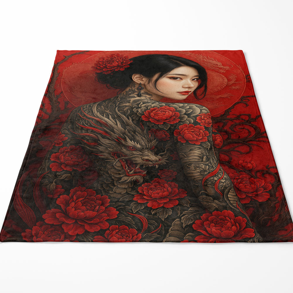 Plaid femme japonaise tatouage dragon