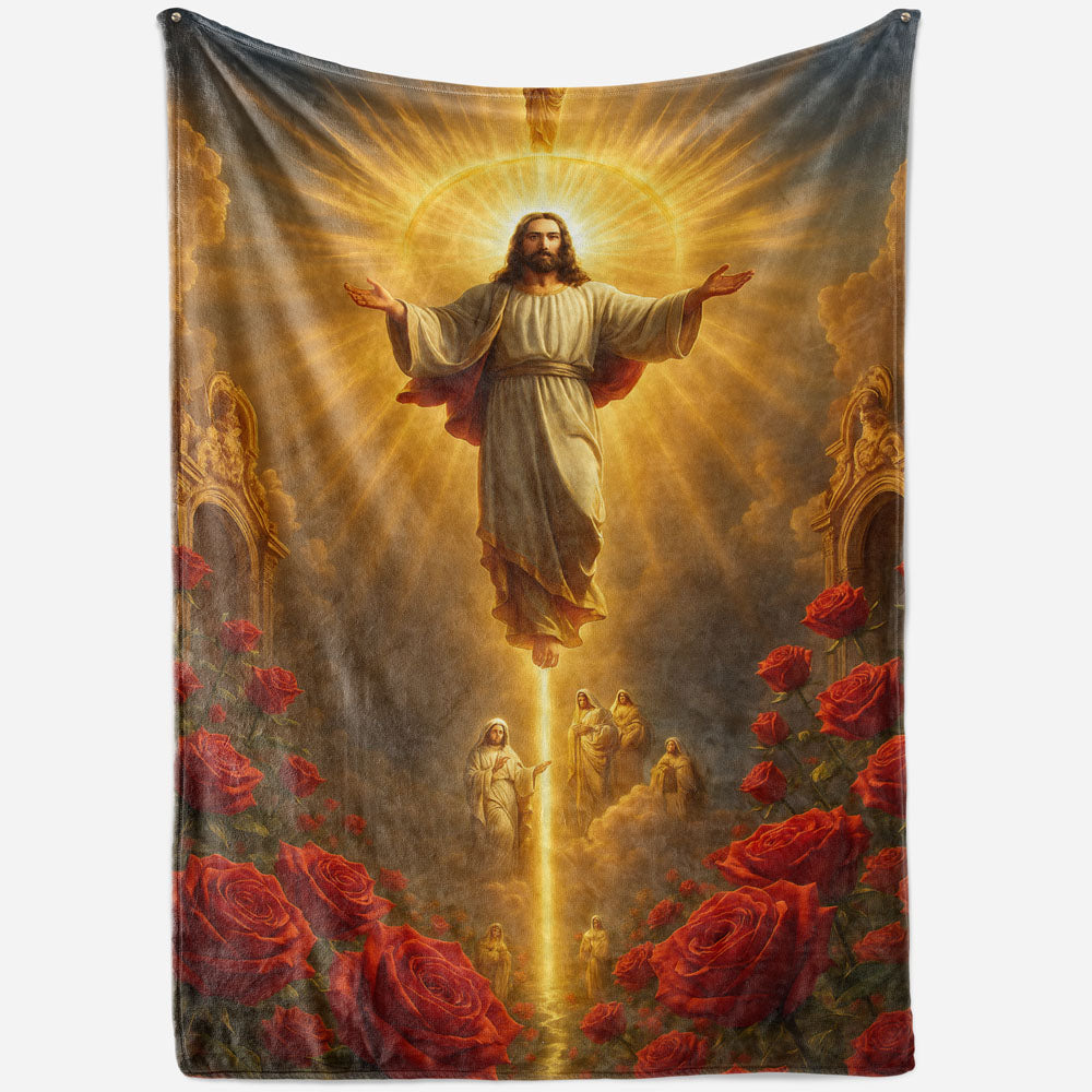 Plaid Jésus ascension rose