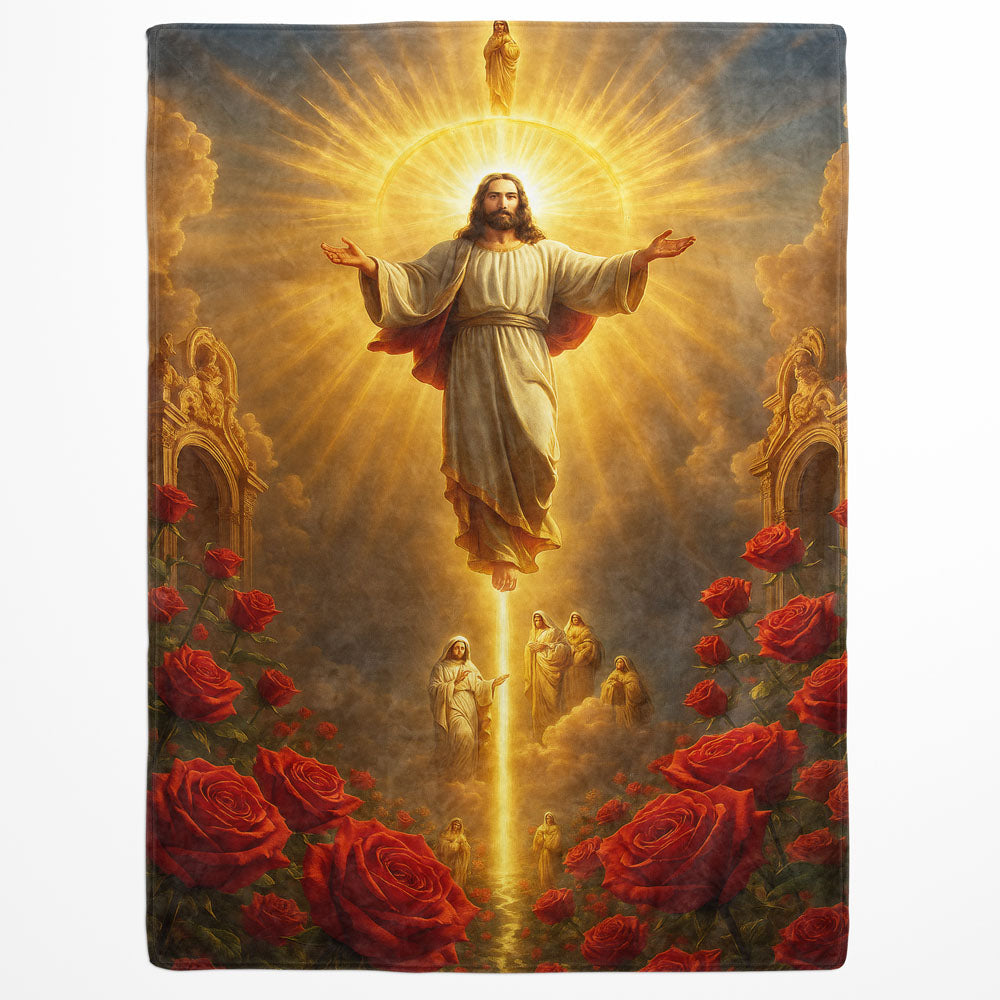 Plaid Jésus ascension rose