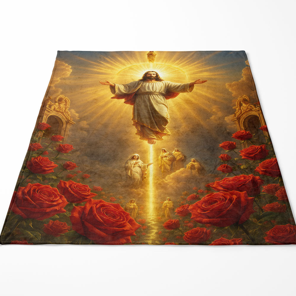 Plaid Jésus ascension rose