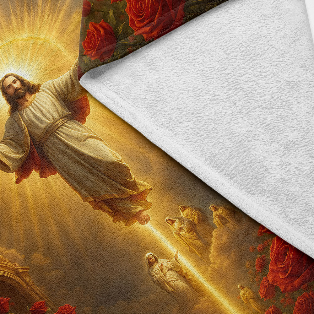 Plaid Jésus ascension rose