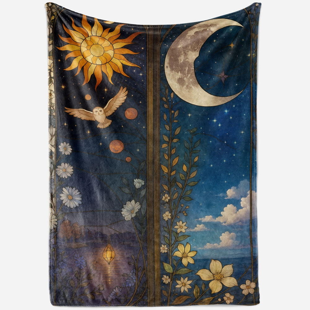 Plaid rêve lune et soleil étoilé