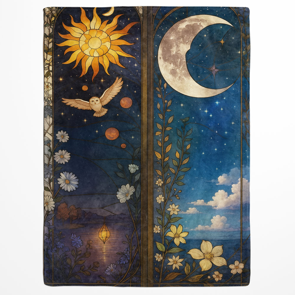 Plaid rêve lune et soleil étoilé
