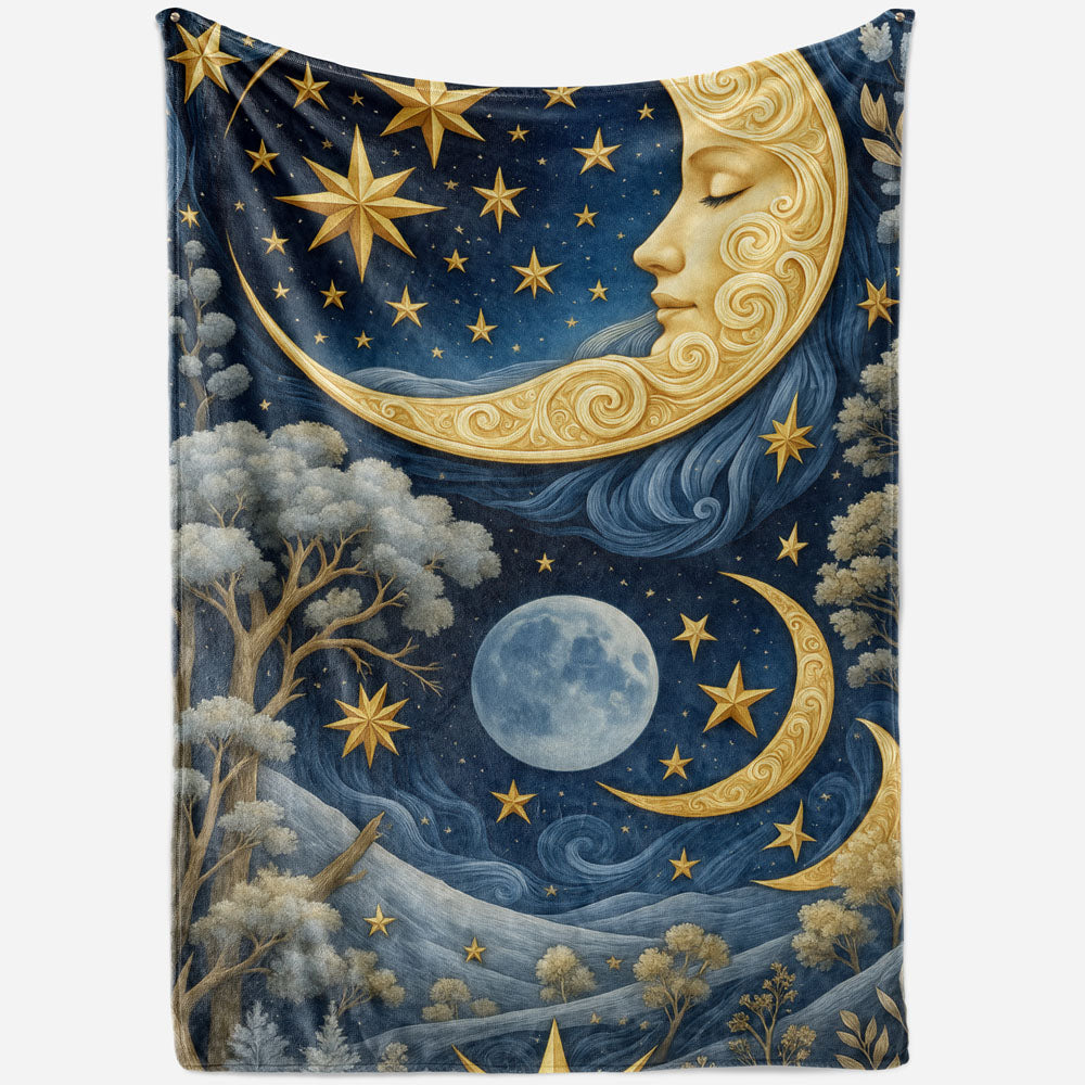 Plaid nuit magique lune et étoiles