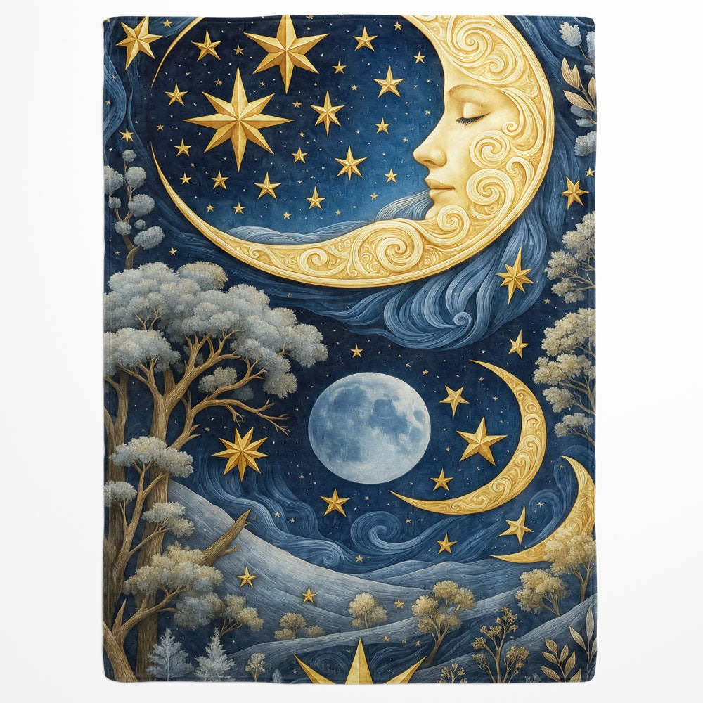 Plaid nuit magique lune et étoiles