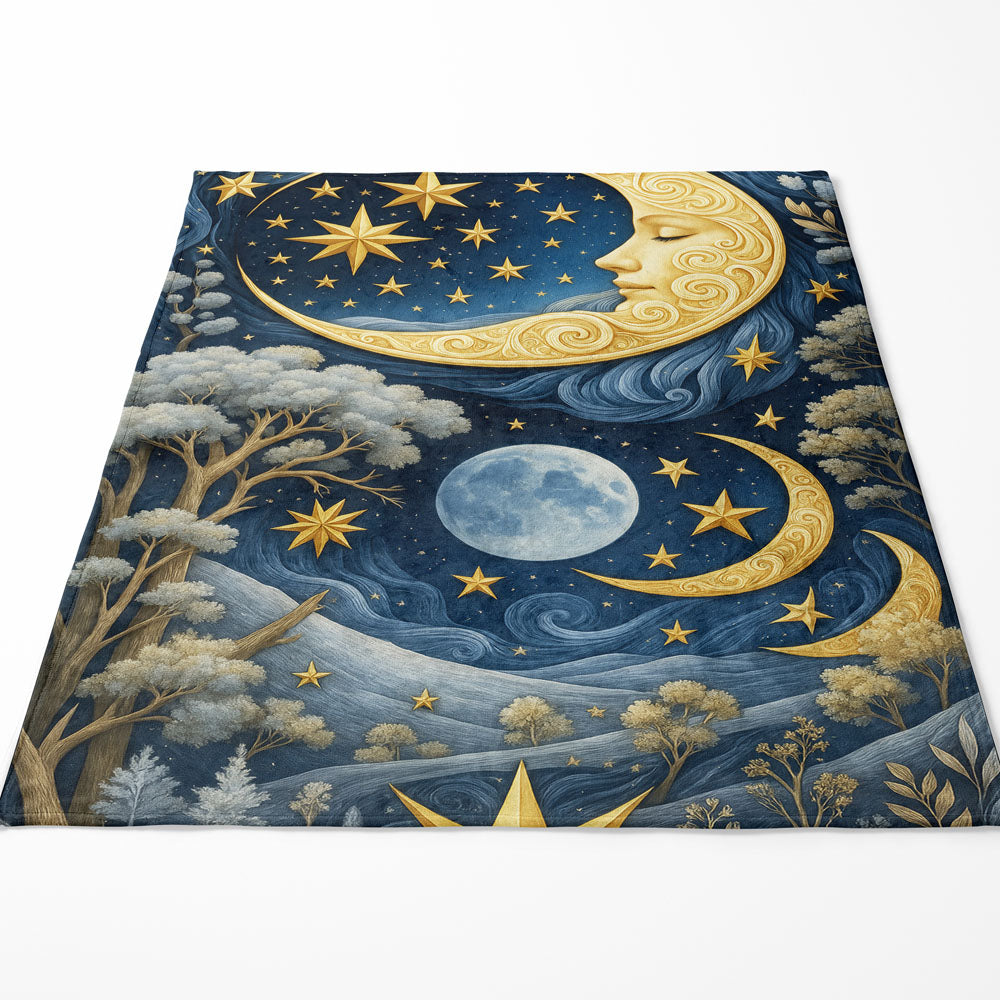 Plaid nuit magique lune et étoiles