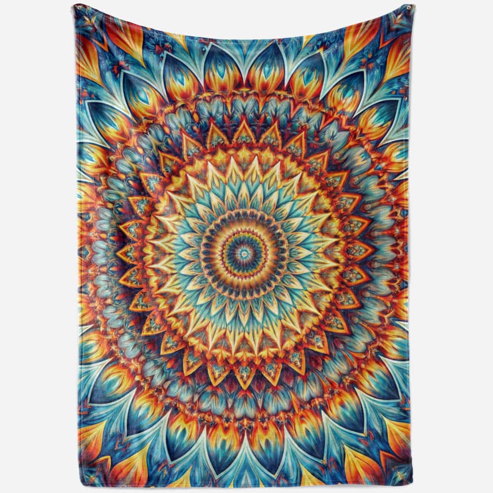Plaid mandala hypnotique multicolore