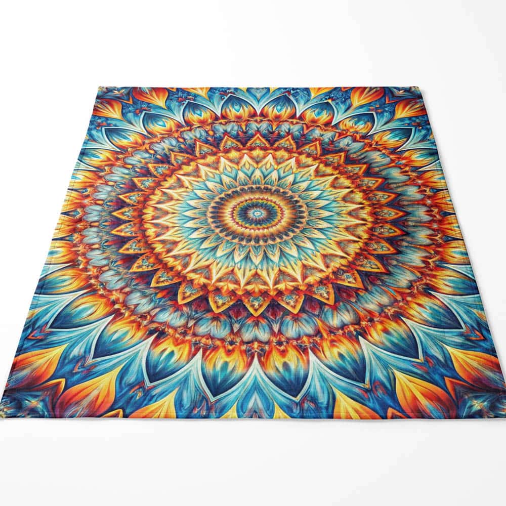 Plaid mandala hypnotique multicolore