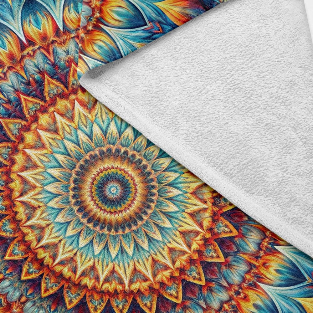 Plaid mandala hypnotique multicolore