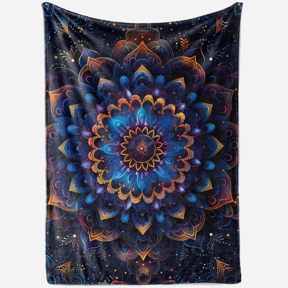 Plaid mandala bleu nuit