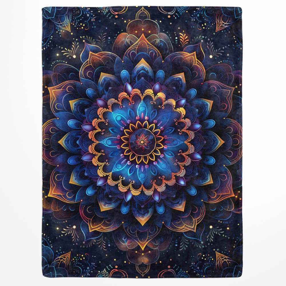 Plaid mandala bleu nuit