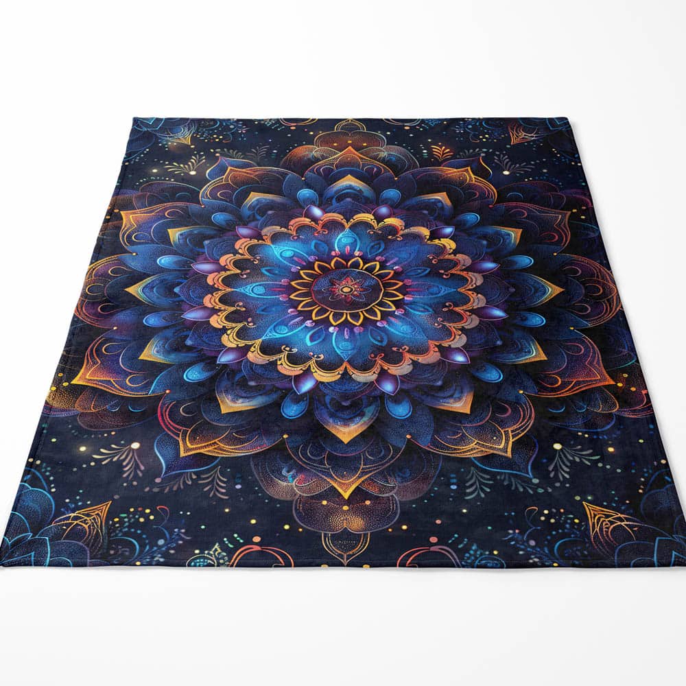 Plaid mandala bleu nuit