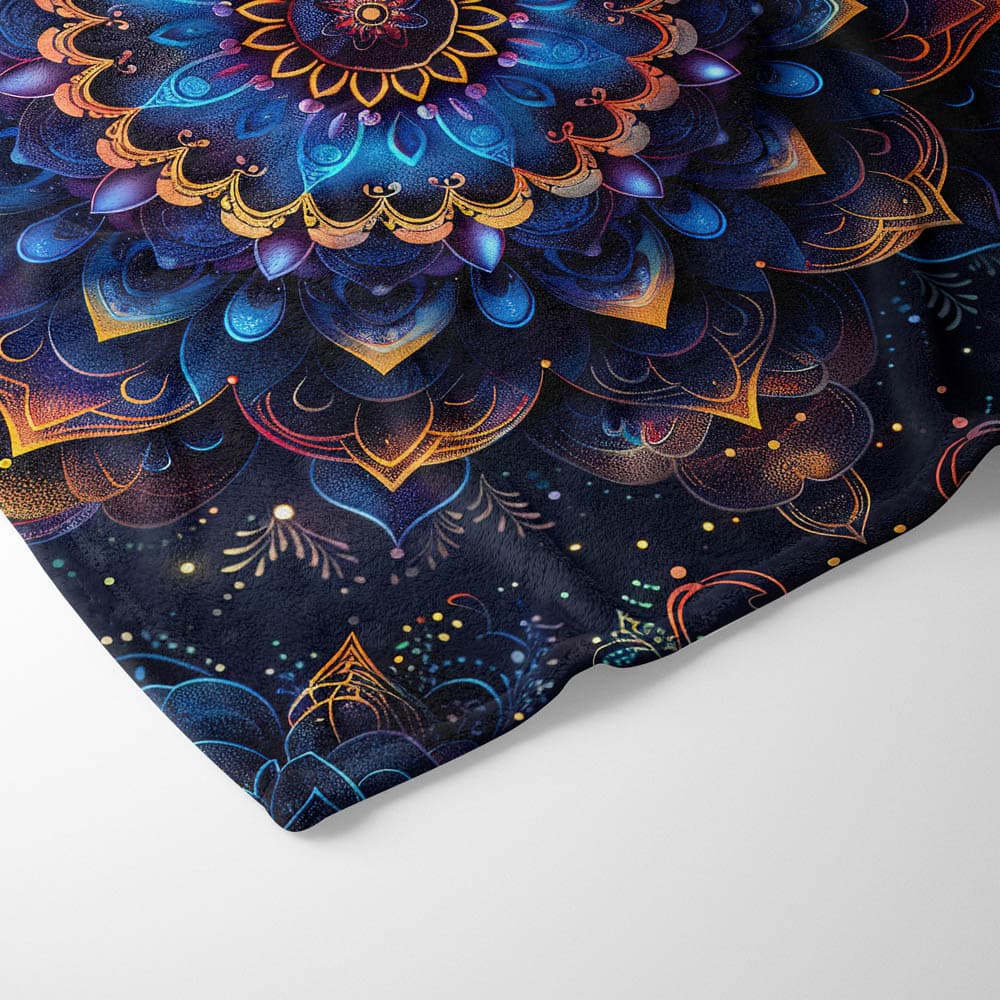 Plaid mandala bleu nuit