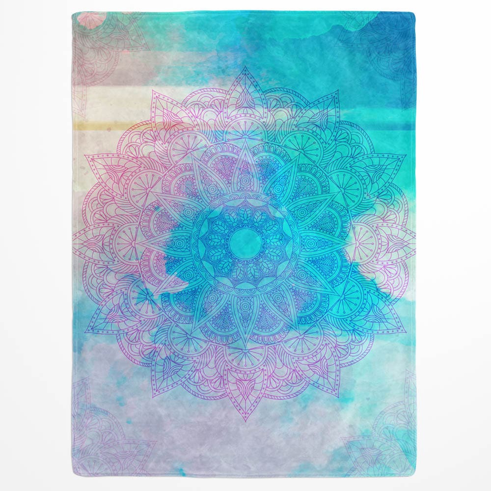 Plaid mandala zen dégradé turquoise