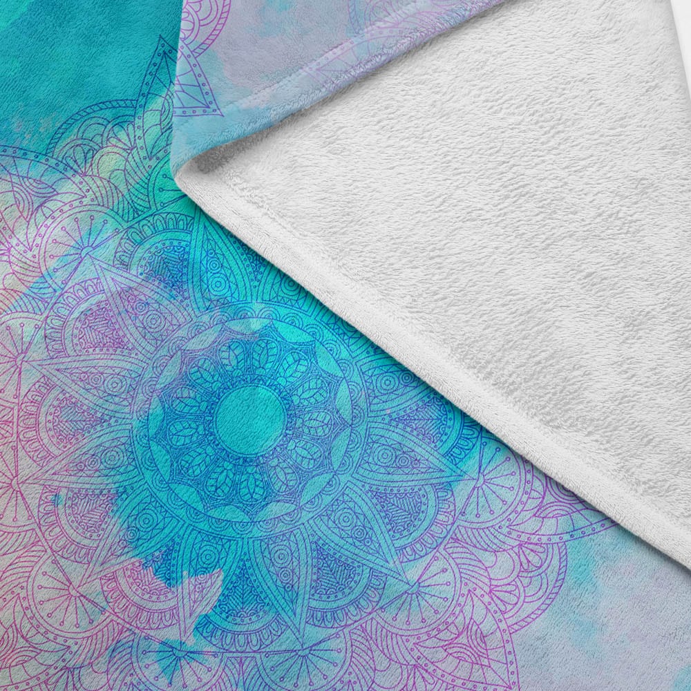 Plaid mandala zen dégradé turquoise
