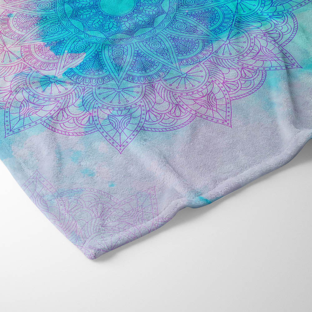 Plaid mandala zen dégradé turquoise