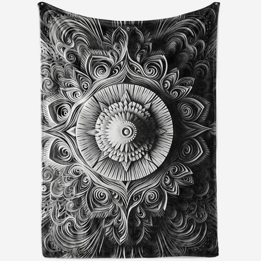 Plaid mandala noir et blanc chic