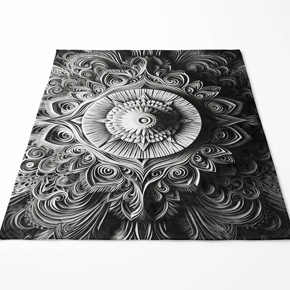 Plaid mandala noir et blanc chic