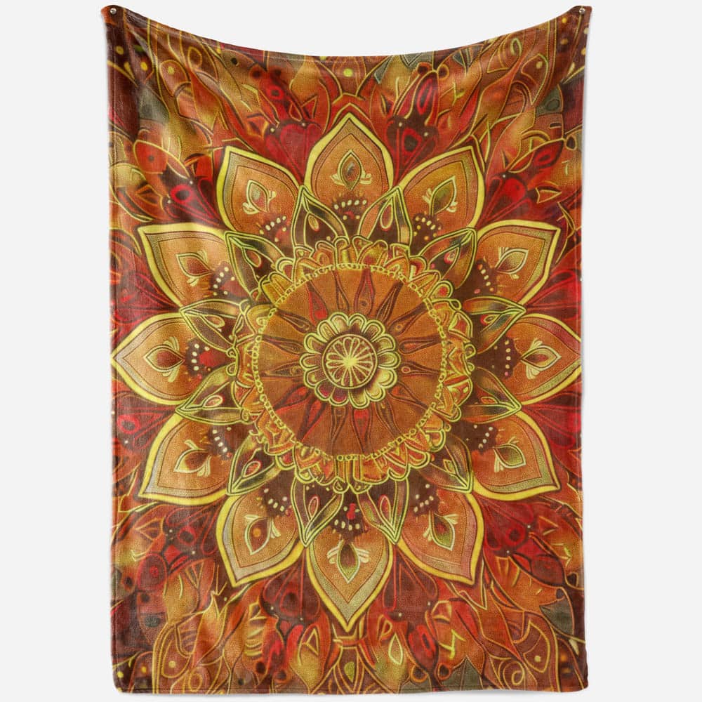 Plaid mandala solaire doré