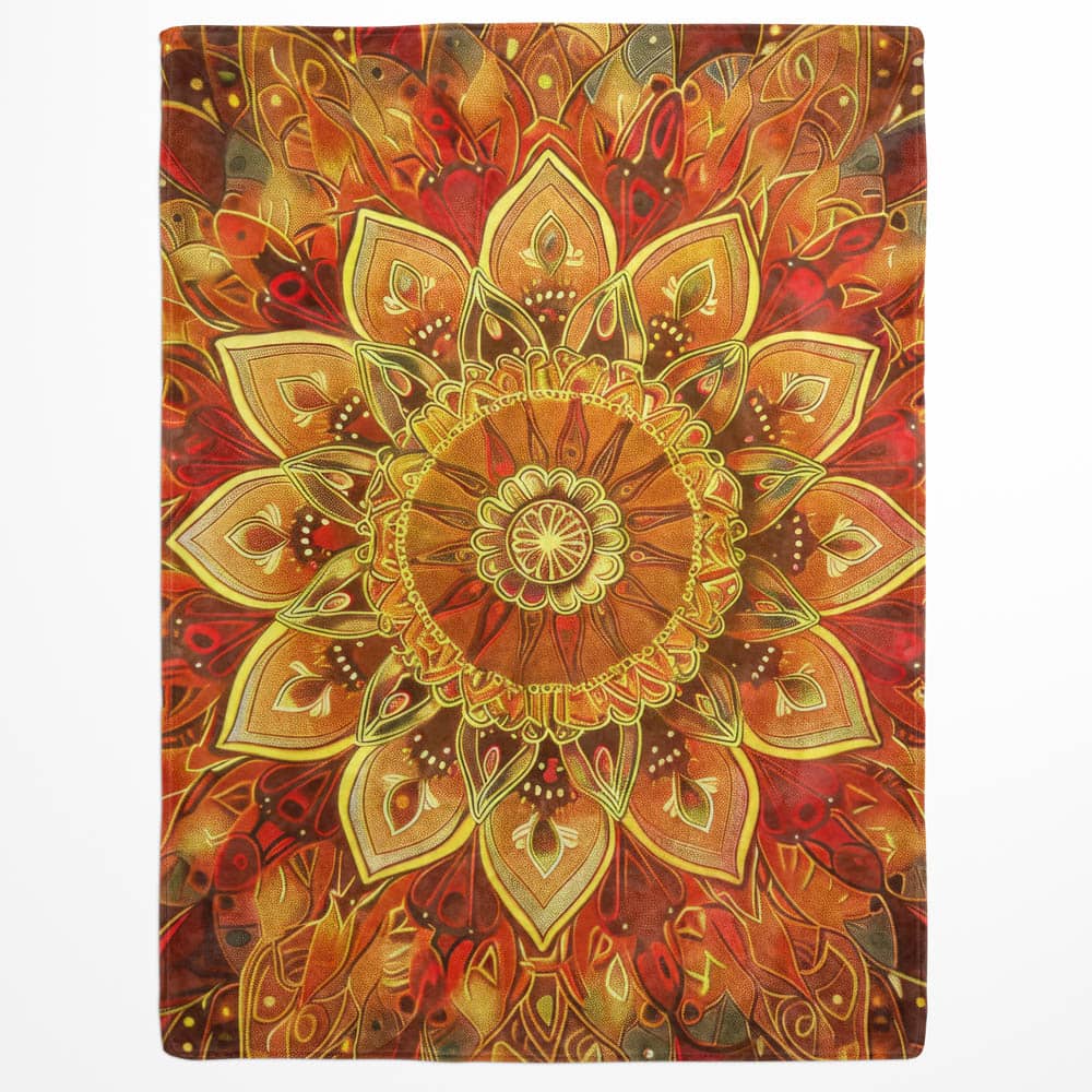 Plaid mandala solaire doré