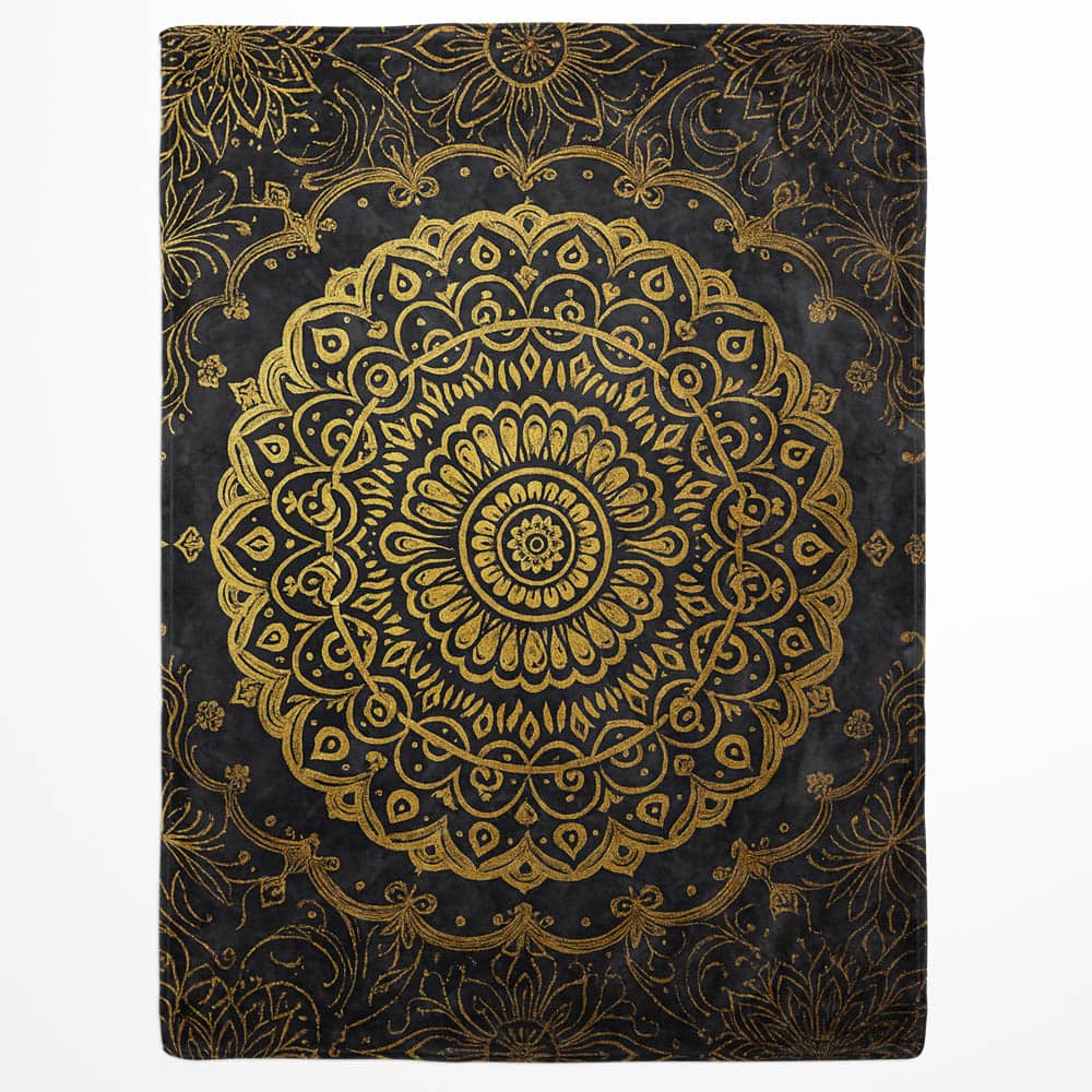 Plaid mandala oriental noir et or
