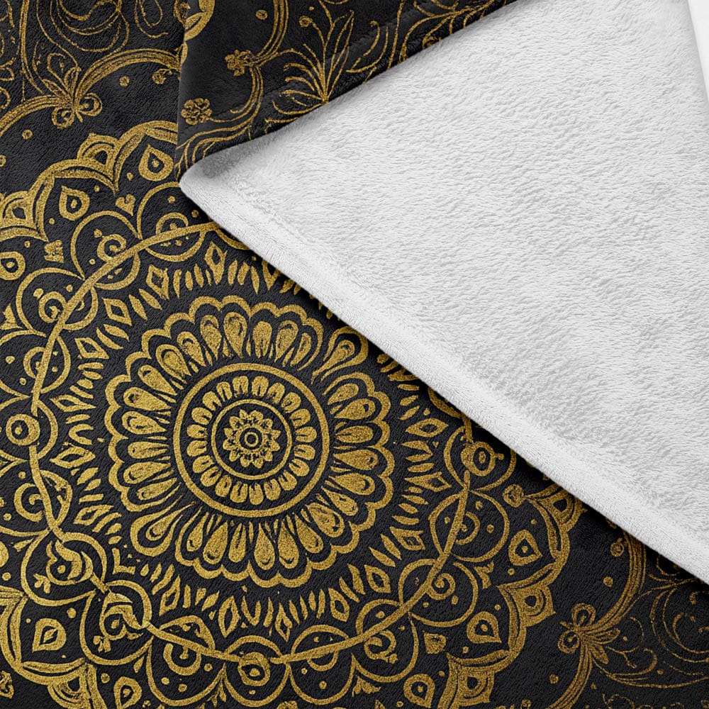 Plaid mandala oriental noir et or