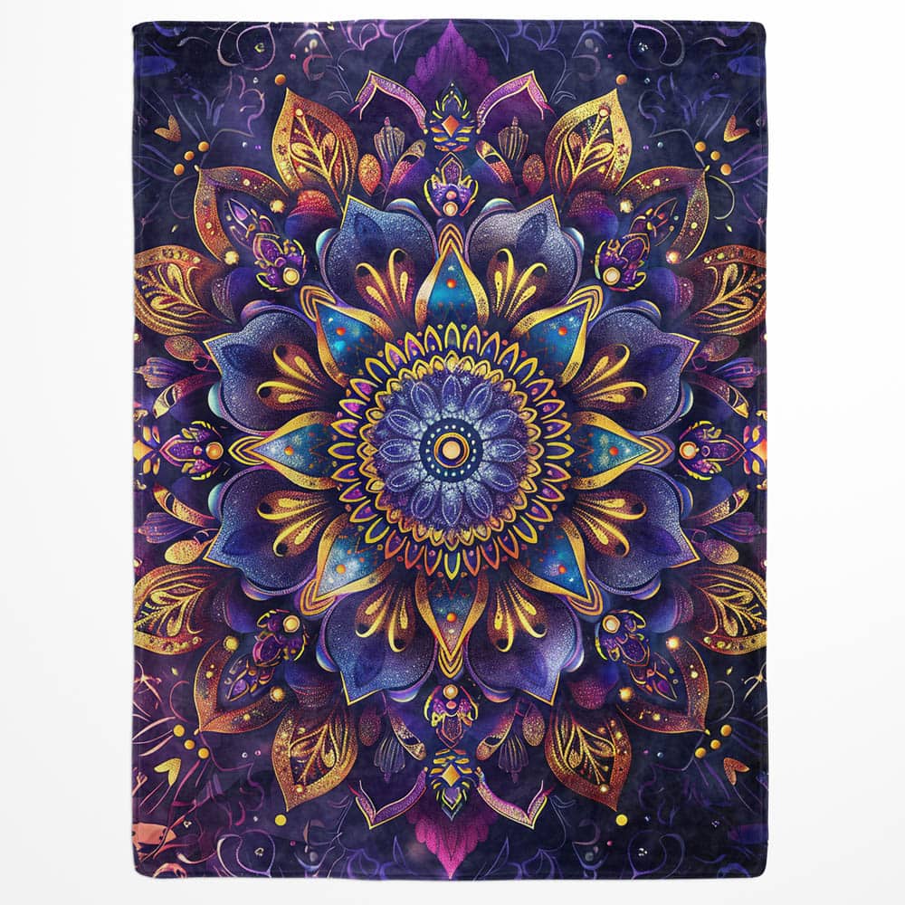 Plaid mandala violet doré spirituel