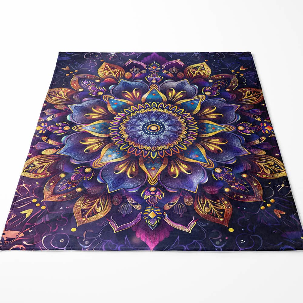 Plaid mandala violet doré spirituel