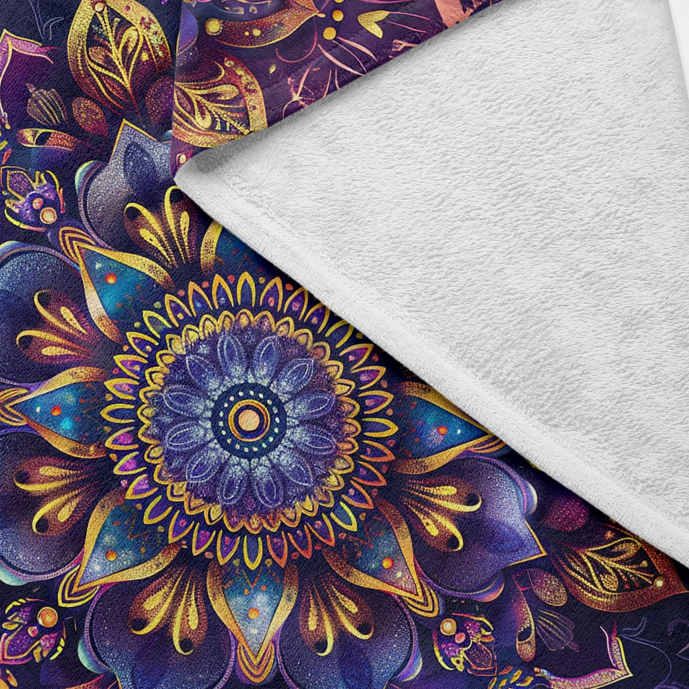 Plaid mandala violet doré spirituel