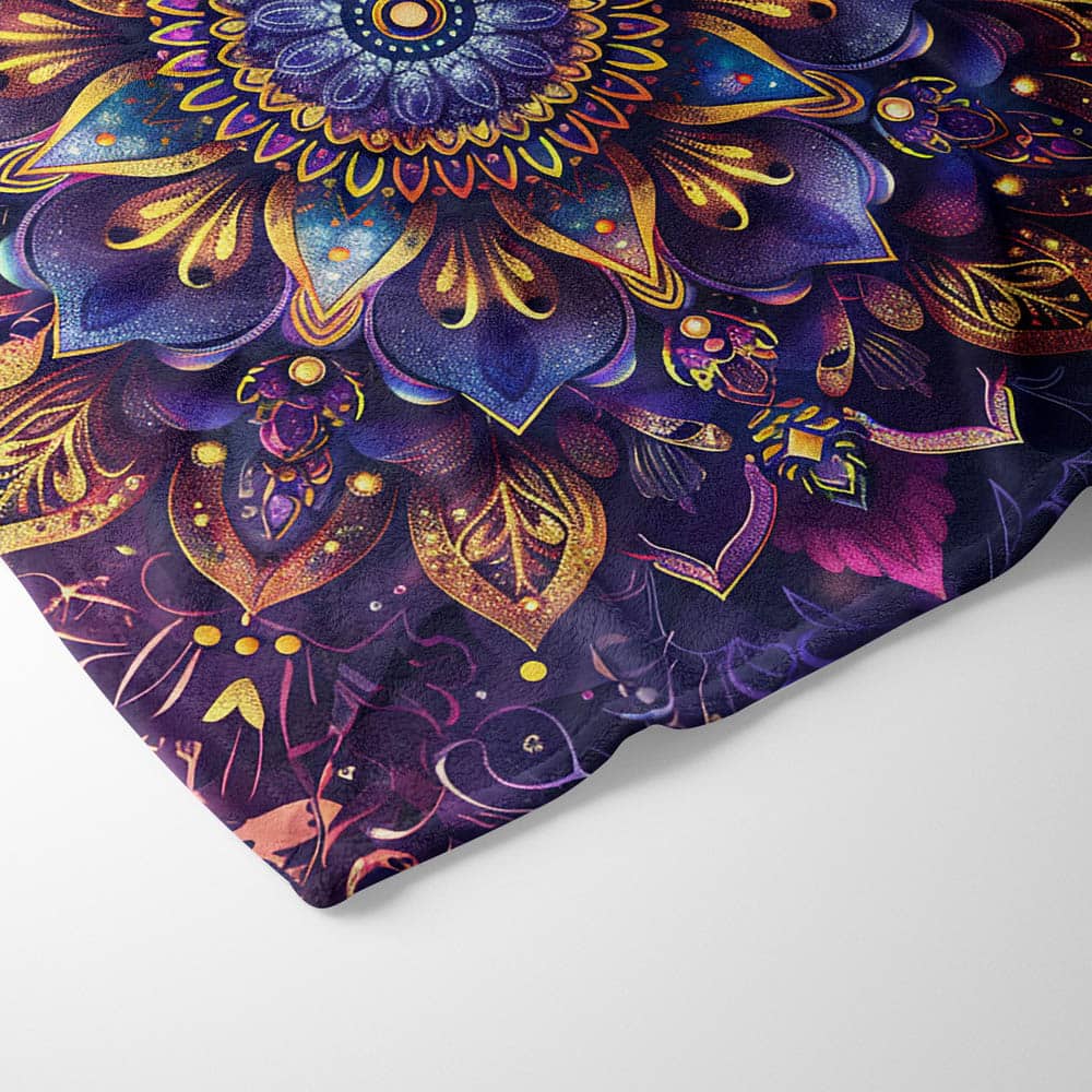 Plaid mandala violet doré spirituel