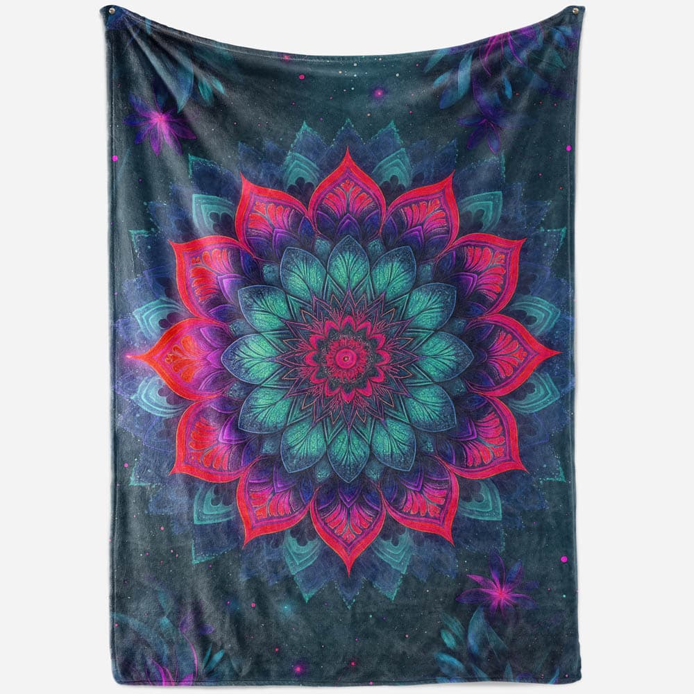 Plaid mandala bleu turquoise
