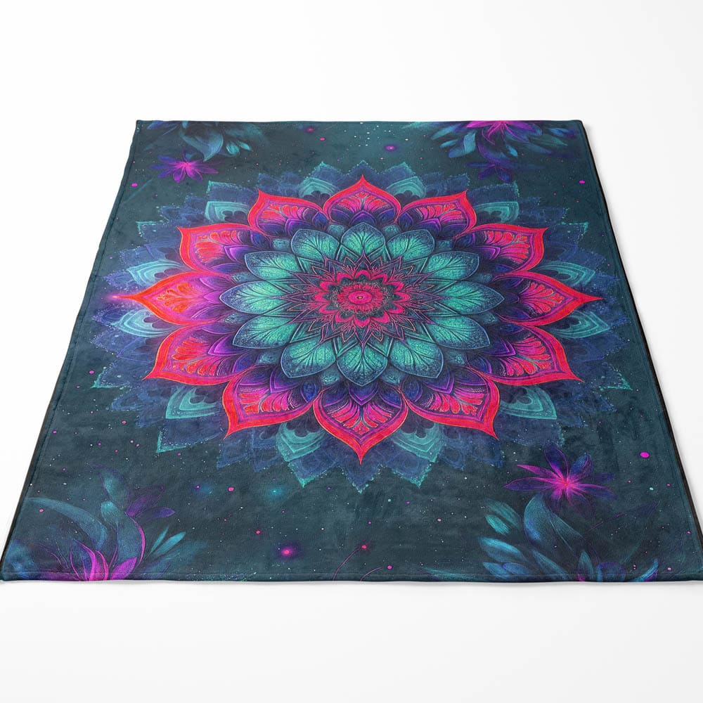 Plaid mandala bleu turquoise
