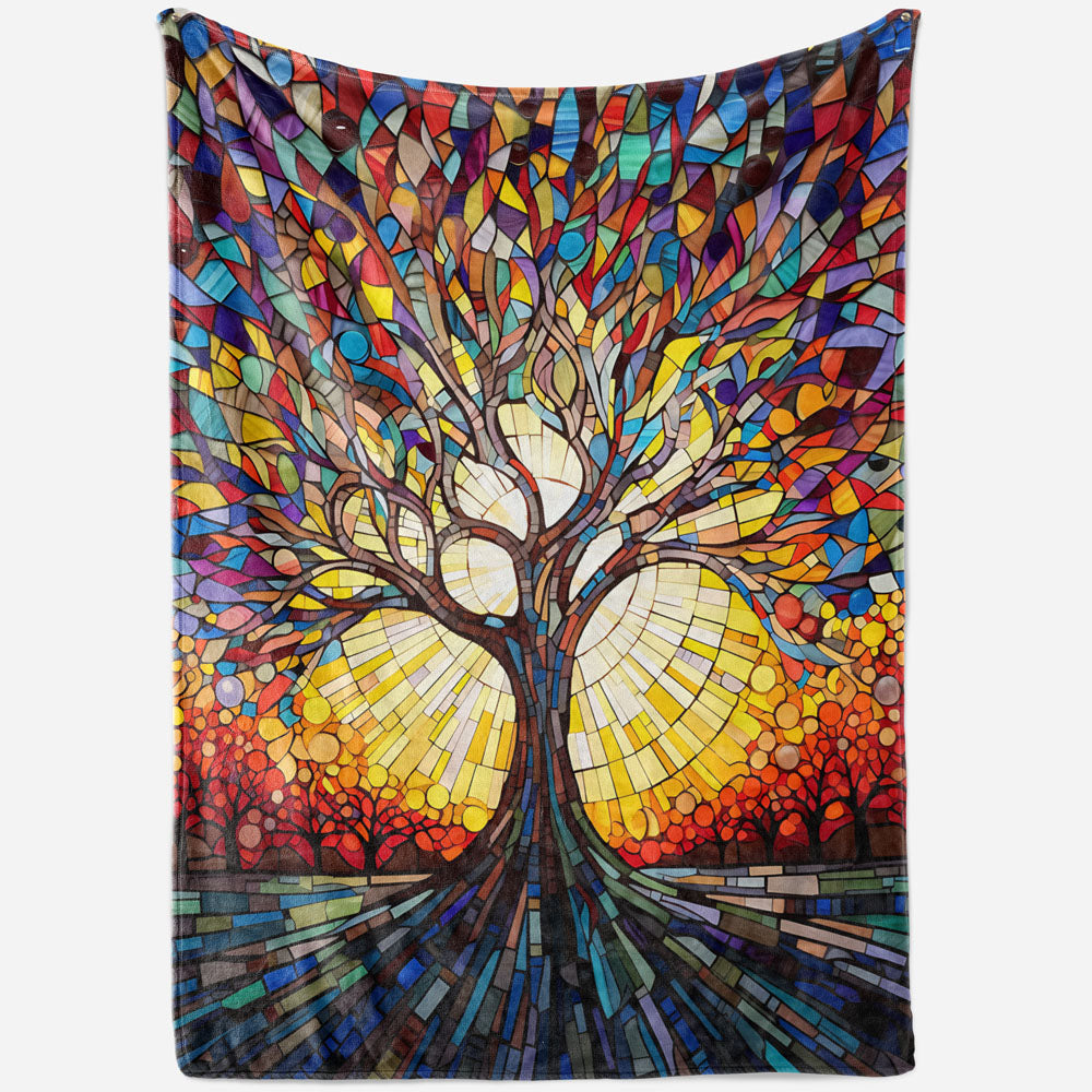 Plaid arbre de vie coloré mosaïque