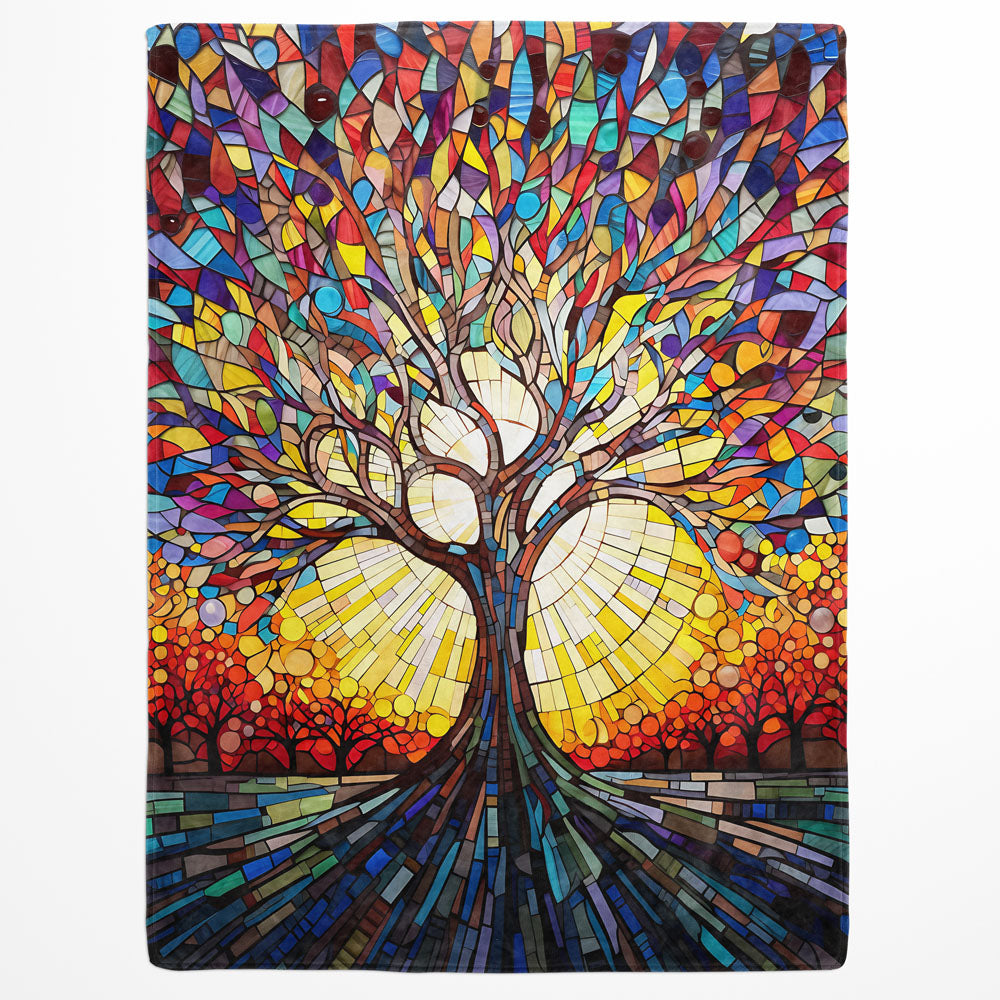 Plaid arbre de vie coloré mosaïque