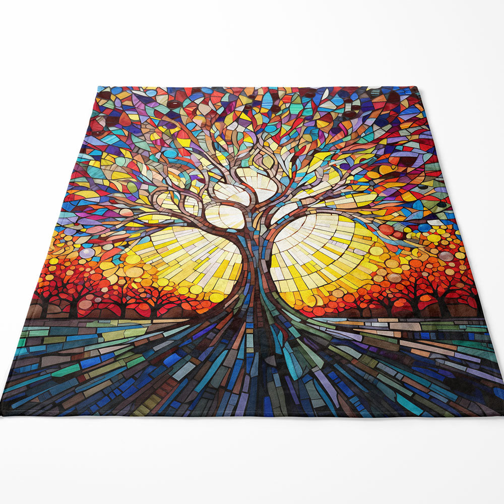 Plaid arbre de vie coloré mosaïque