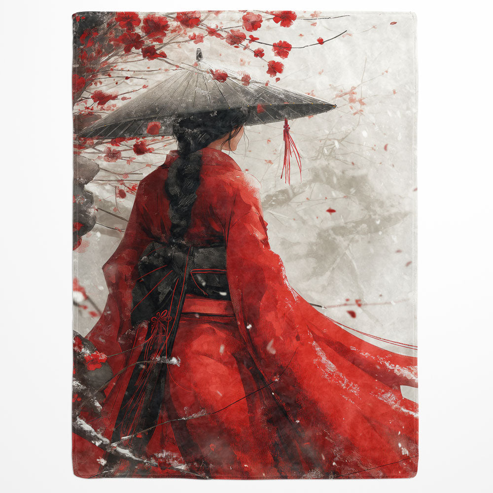 Plaid japonaise kimono fleurs de cerisier