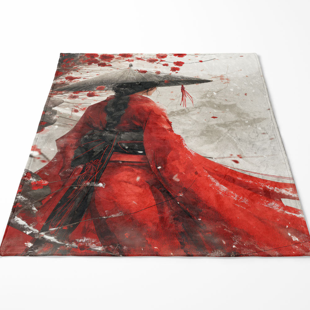 Plaid japonaise kimono fleurs de cerisier