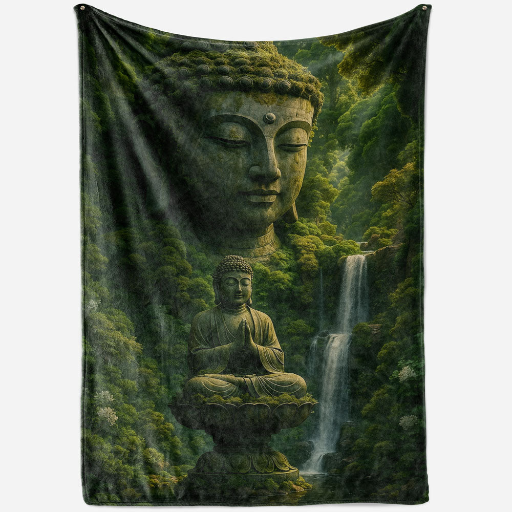 Plaid méditation forêt cascade