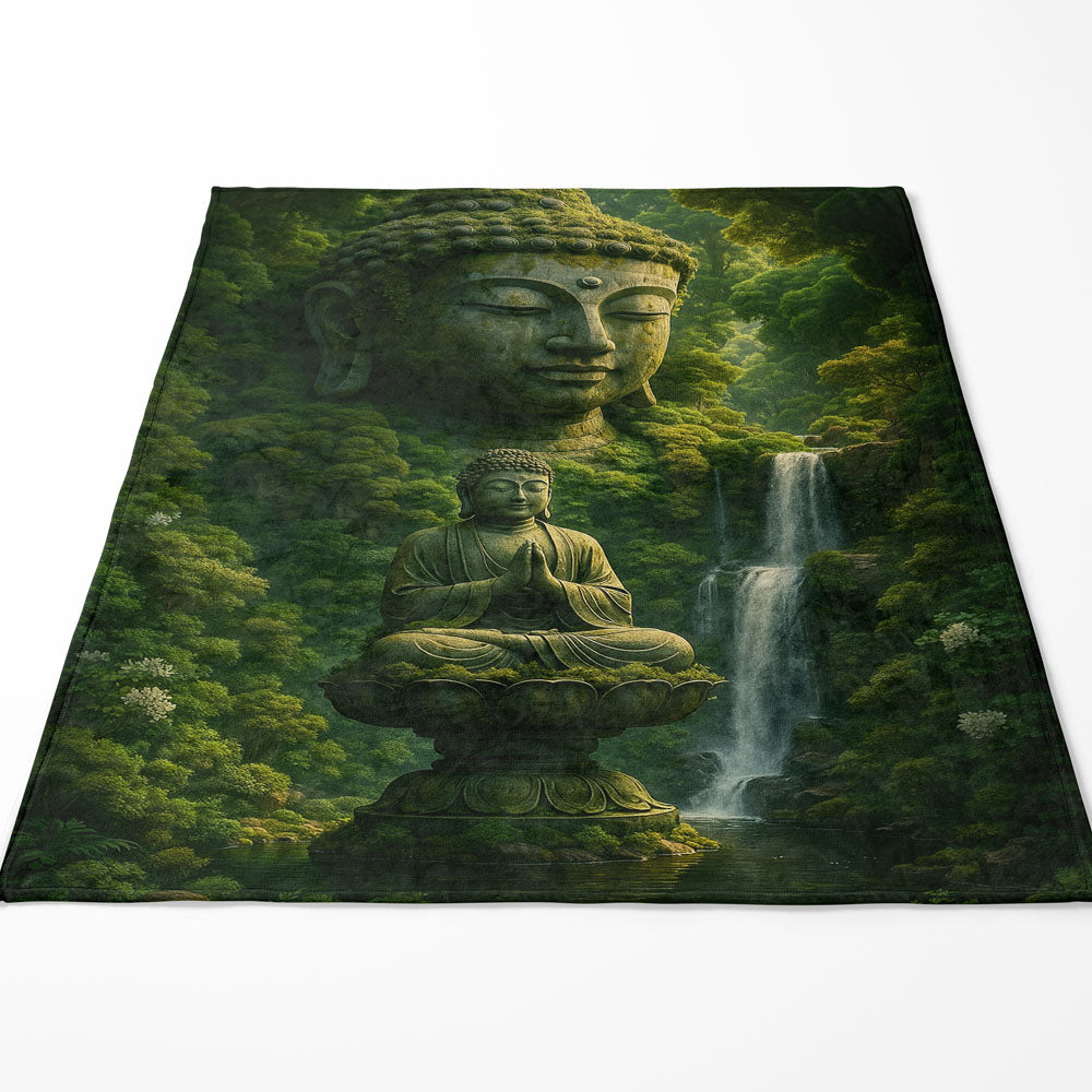 Plaid méditation forêt cascade