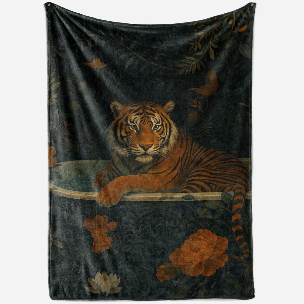 Plaid tigre jungle fleurs