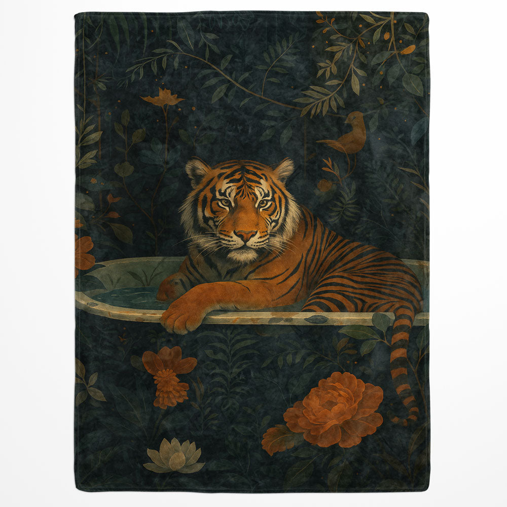 Plaid tigre jungle fleurs