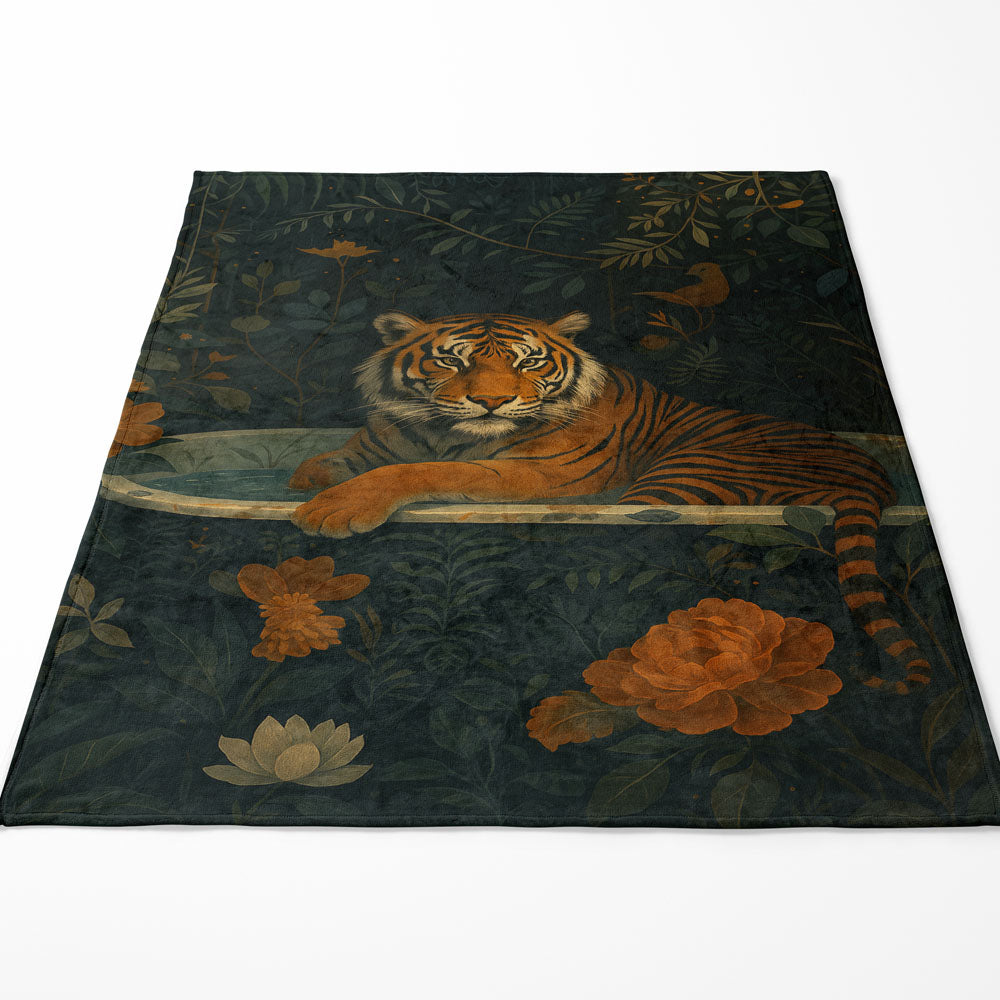 Plaid tigre jungle fleurs