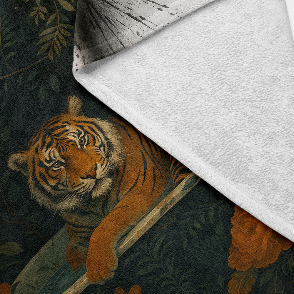 Plaid tigre jungle fleurs