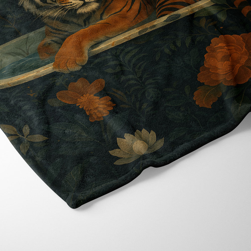 Plaid tigre jungle fleurs