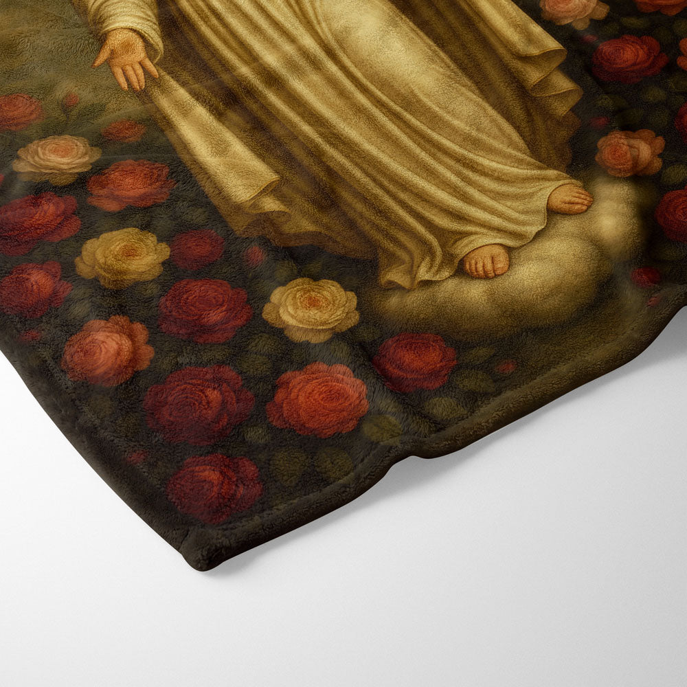 Plaid vierge Marie anges roses