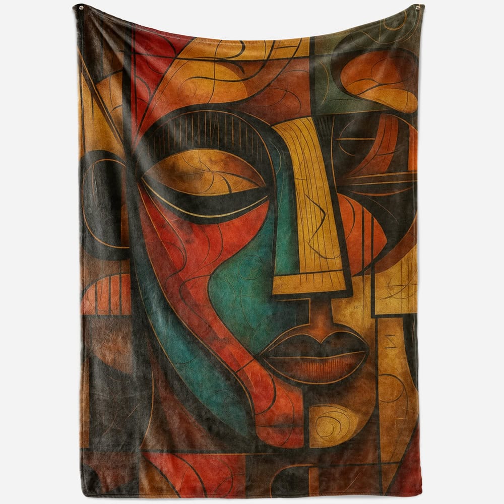 Plaid abstrait cubisme visage coloré