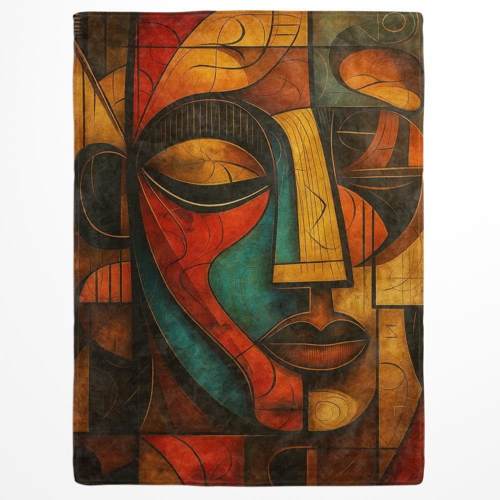 Plaid abstrait cubisme visage coloré
