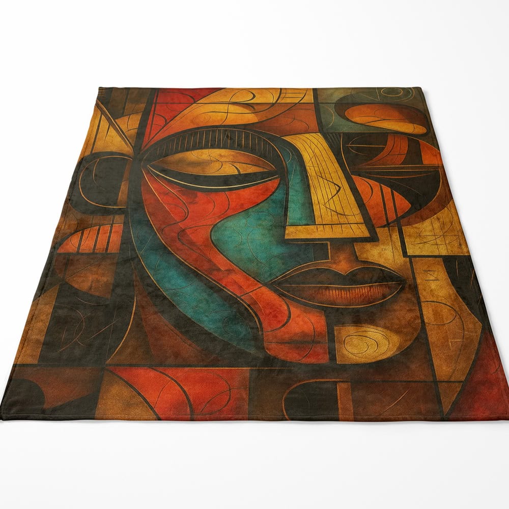 Plaid abstrait cubisme visage coloré